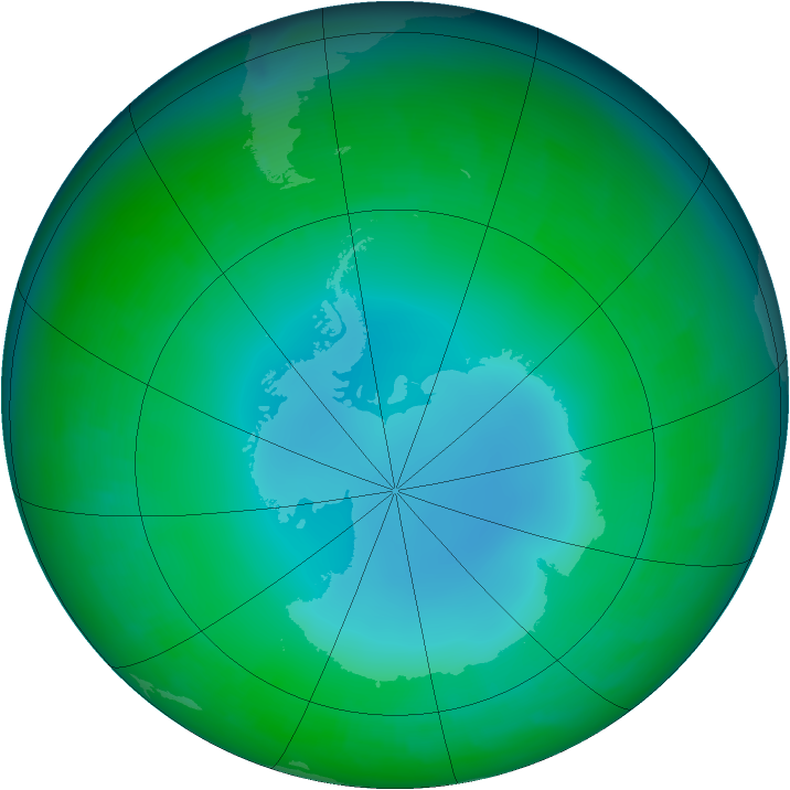 Antarctic ozone map for June 2003